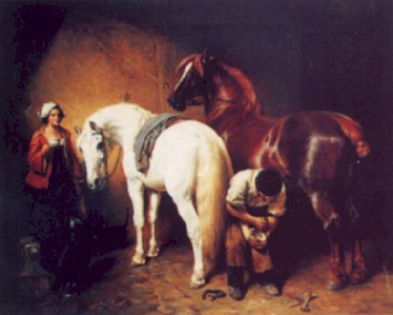 John F Herring The Blacksmith Shop oil painting image